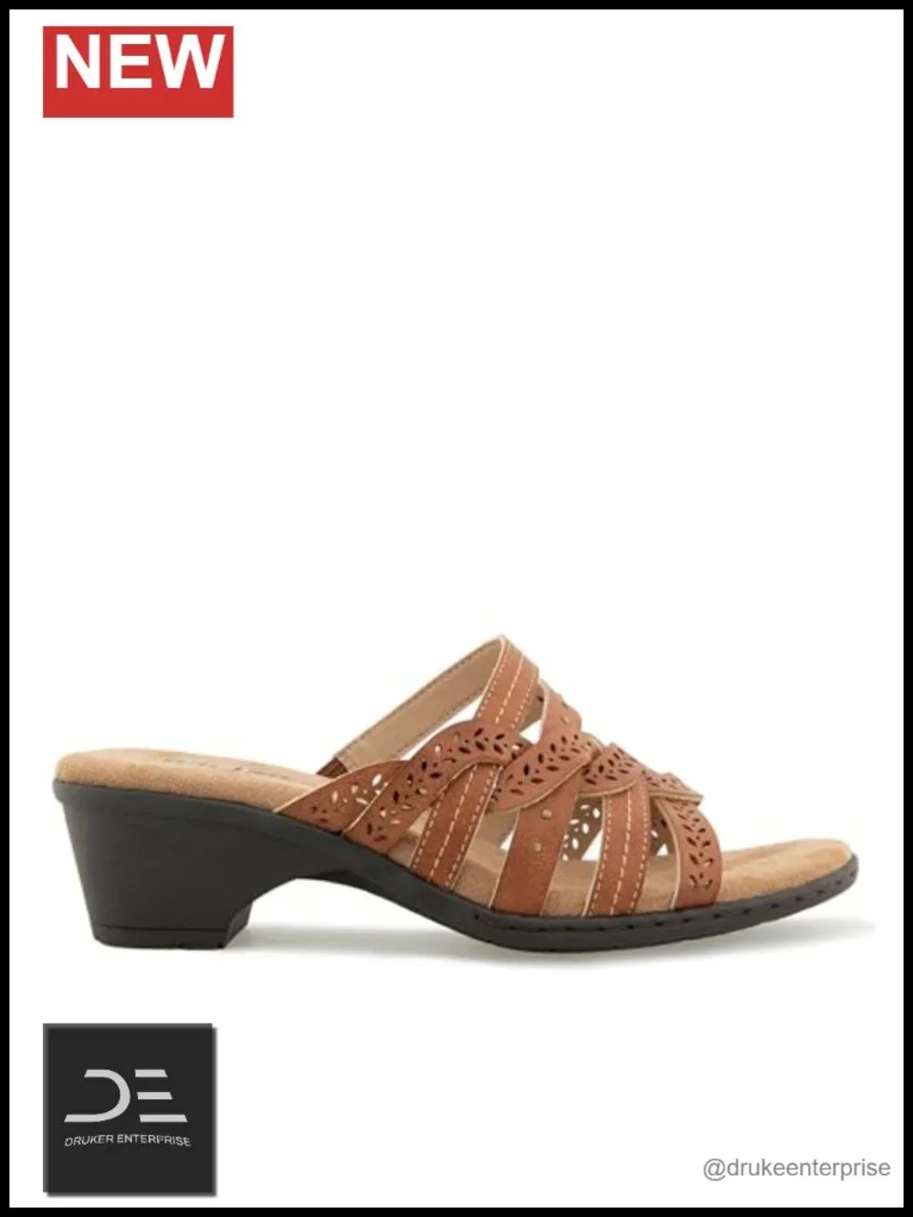 JBU Juna Casual Wedge Sandals Faux Leather Memory Foam Slip On